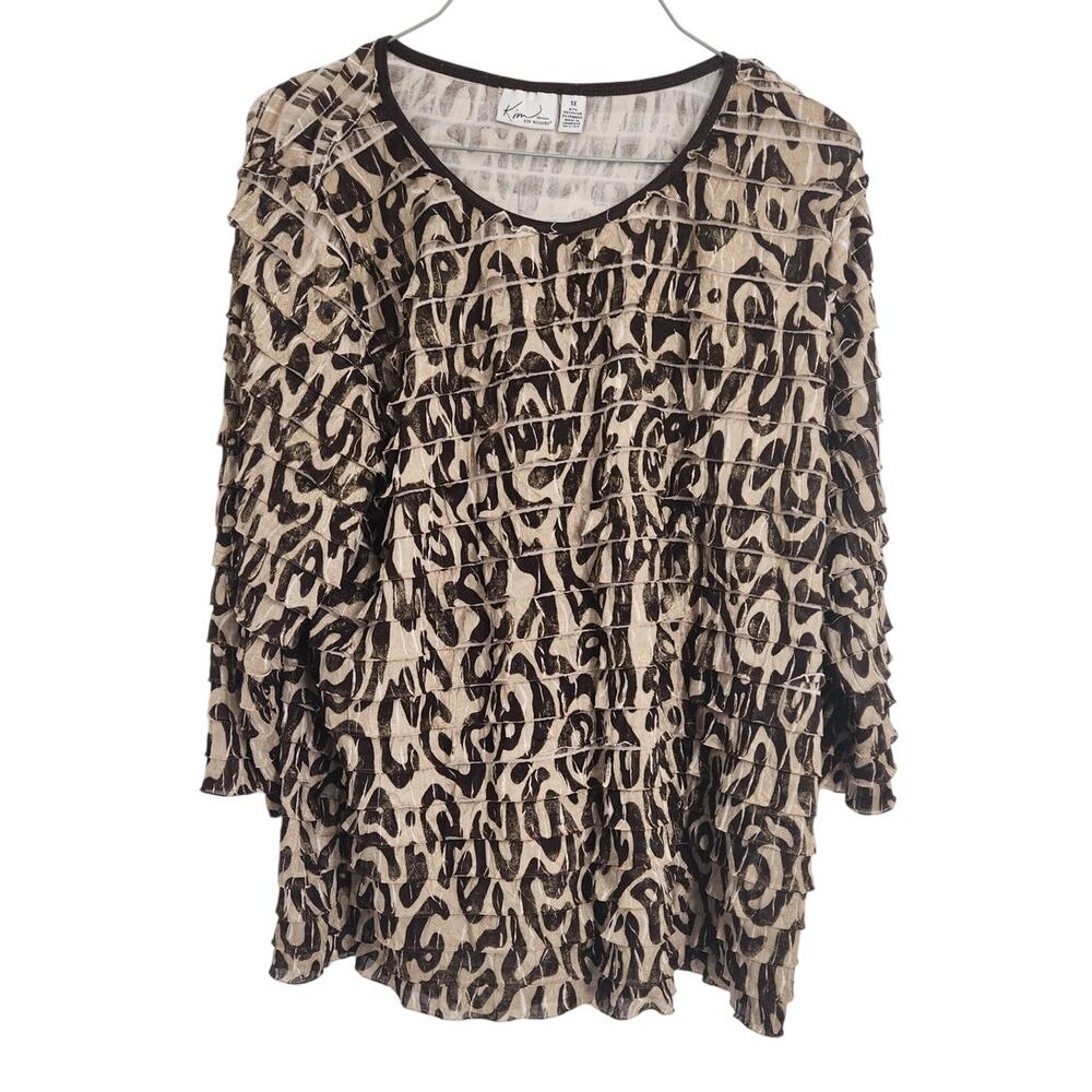 Kim Rogers Animal Print Top Womens Plus Size 1X